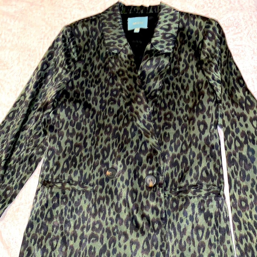 Dark green & black cheetah blazer